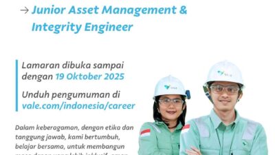 PT Vale Indonesia Buka Peluang Karier bagi Putra-Putri Luwu Timur: Posisi Junior Asset Management & Integrity Engineer