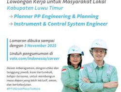 PT Vale Indonesia Kembali Buka Lowongan Untuk Talenta Terbaik Luwu Timur, Ini Posisinya