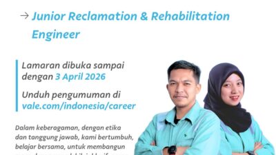 PT Vale Indonesia (INCO) Buka Lowongan Strategis, Ajak Talenta Kolaka Bergabung di Bidang Reklamasi